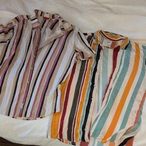 2 Striped Button Short Sleeve Shirts, Zara and Guess Size M